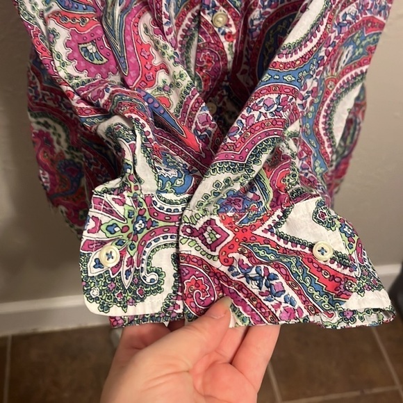 Talbots Pink and Blue Paisley Pattern Button Down Size 2XP - Picture 2 of 5